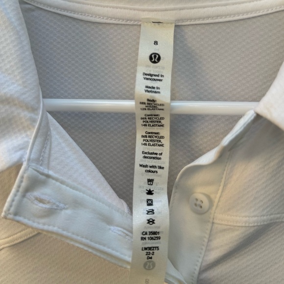 Lululemon Crisp White Athletic Performance Polo Top Women’s Size 8 - Picture 9 of 9